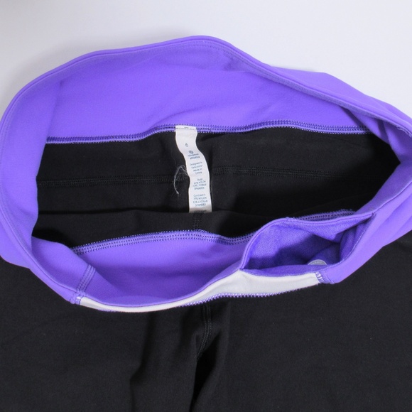 Lululemon Women's Activewear Crop Black & Purple Size 6 Four Way Stretch - Picture 4 of 12